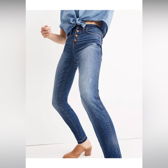 Madewell high rise, button fly, freyed hem jeans, size 29 - Picture 3 of 9